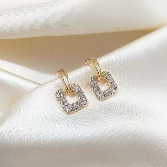 Gold Color Square Earrings